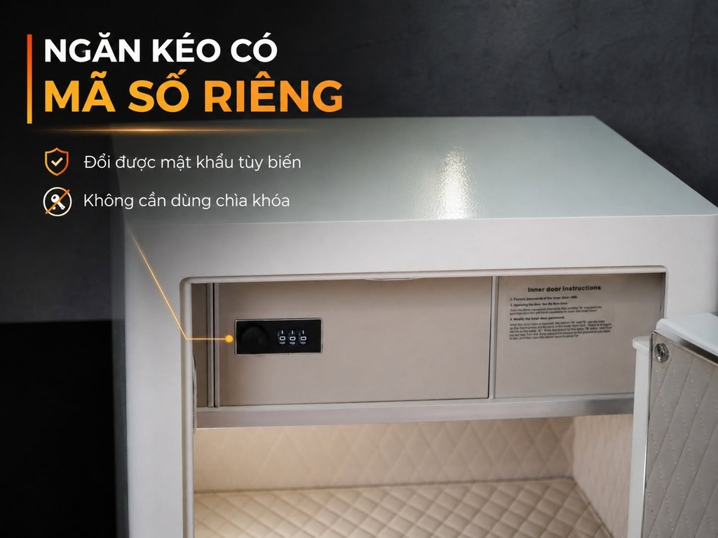 Két sắt Xiaomi CRMCR 80LE Thép đặc nguyên khối - Khóa vân tay điện tử định danh người dùng cảnh trộm báo điện thoại