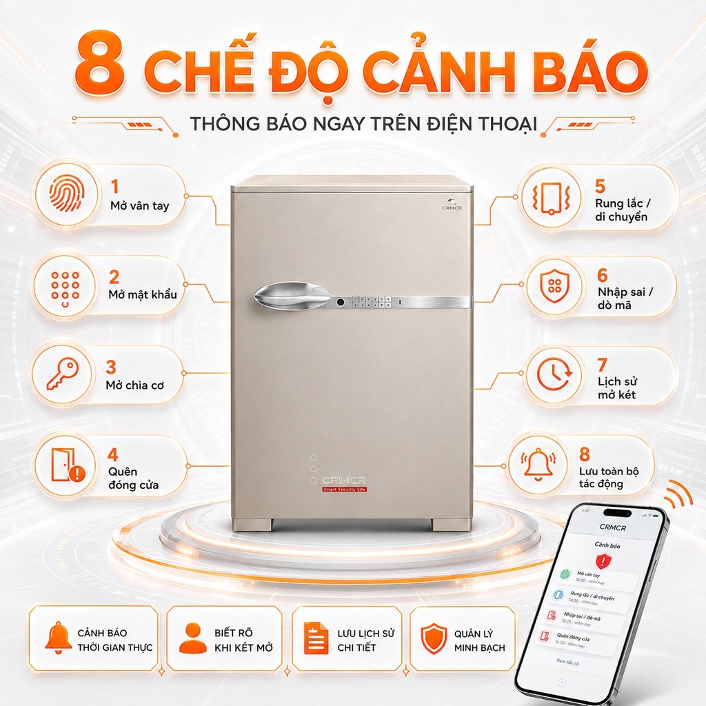 Két Sắt Xiaomi CRMCR 80DB Thép Dày 24 Ly Chống Phá Tuyệt Đối, Cảnh Báo Trộm Qua Điện Thoại