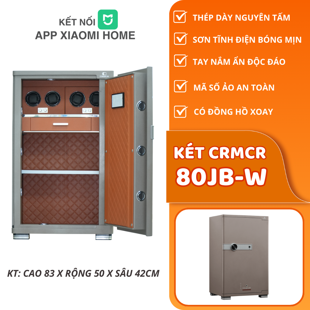 Két Sắt Xiaomi CRMCR 80JBW, Ngăn bảo quản đồng hồ cơ, Kết Nối APP Xiaomi Home