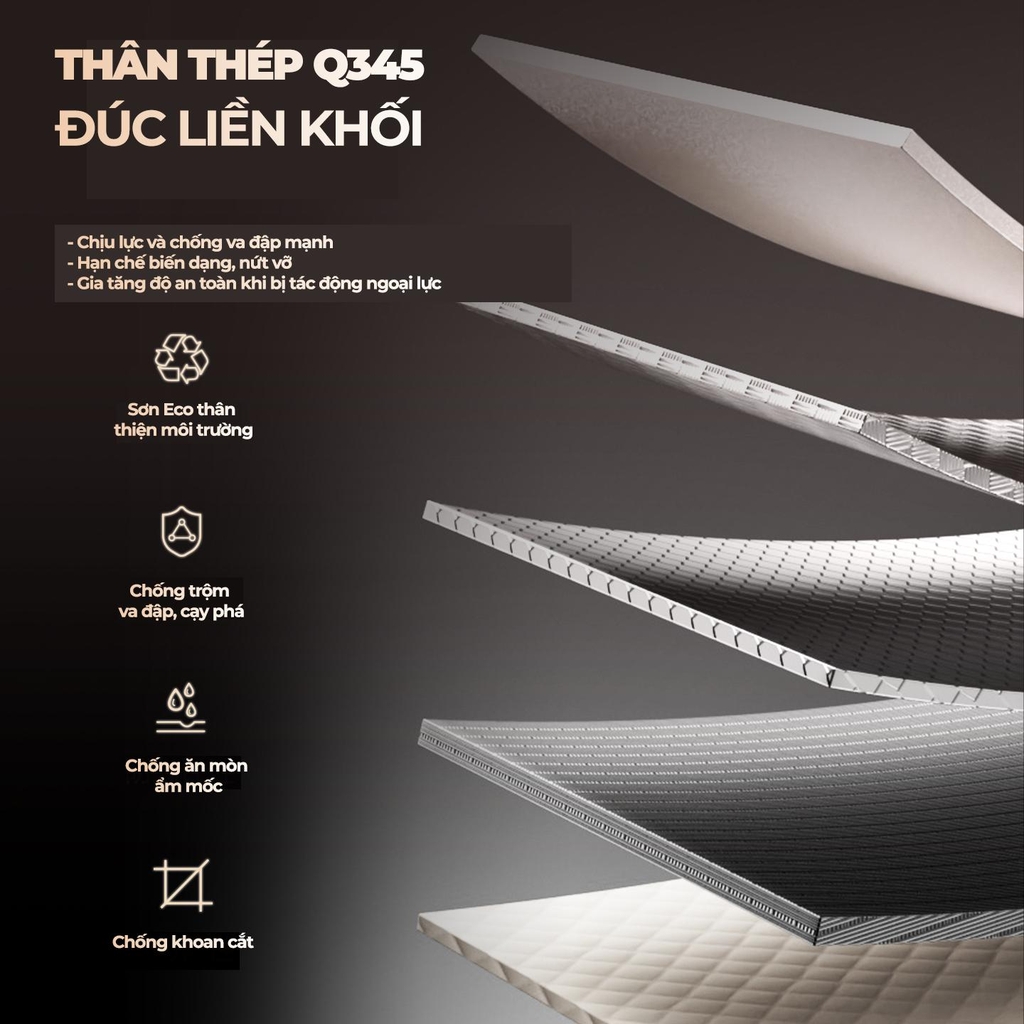 Két Sắt Xiaomi CRMCR 101LB Thép Đúc, Khóa Vân Tay Điện Tử Định Danh Người Mở Két