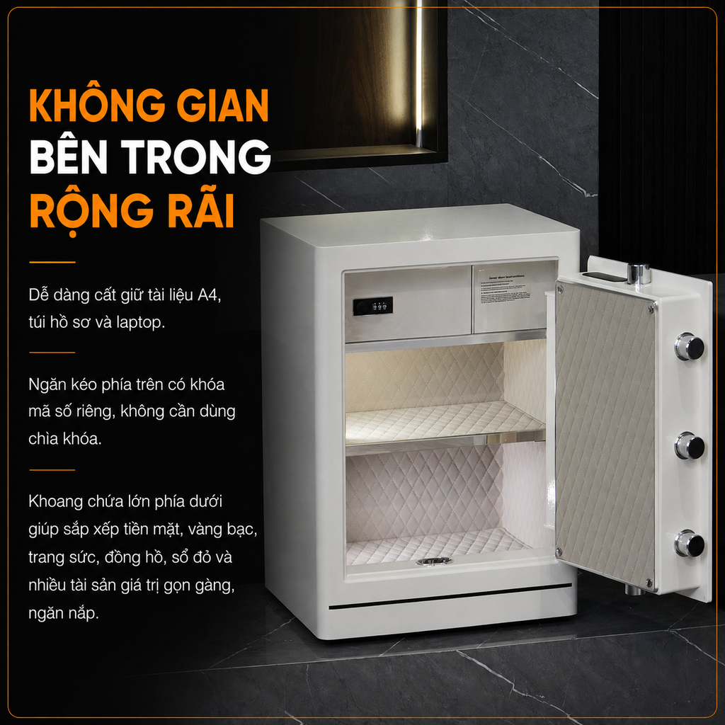 Két sắt Xiaomi CRMCR 60LE Thép đặc nguyên khối - Khóa vân tay điện tử định danh người dùng cảnh trộm báo điện thoại