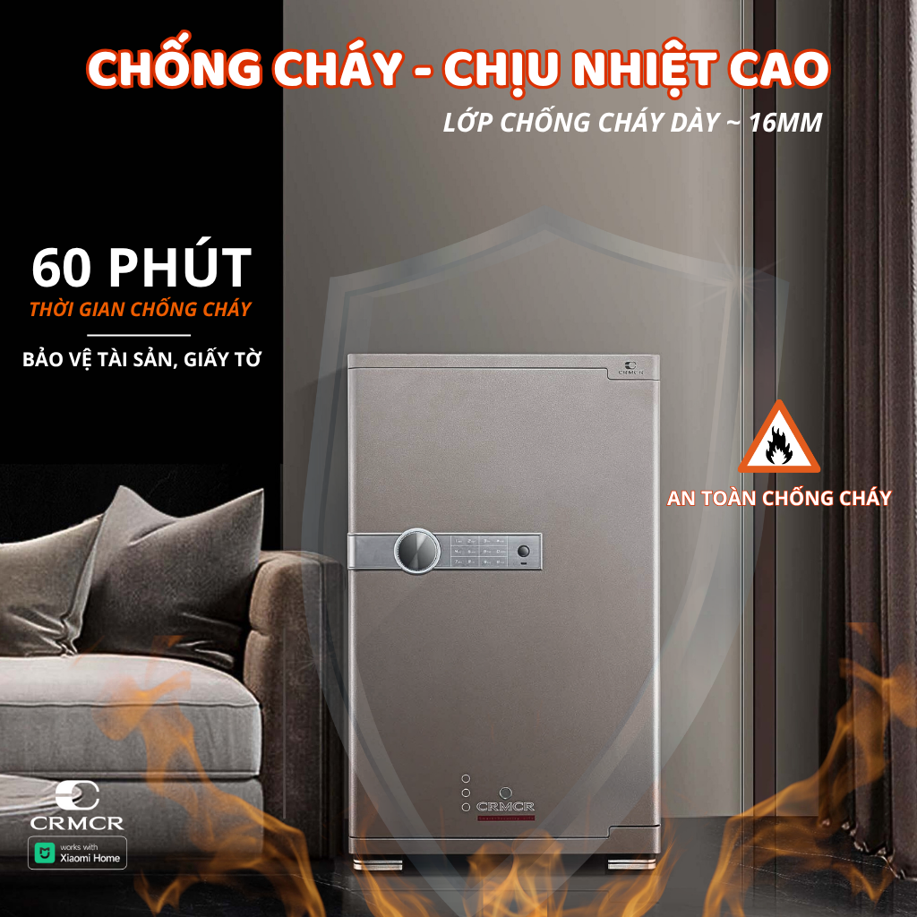 Két Sắt Xiaomi CRMCR 120JBW Xoay Đồng Hồ Cơ, Chống Cháy, Kết Nối APP ĐT