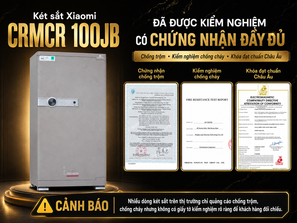 Két Sắt Xiaomi CRMCR 100JBW Xoay Đồng Hồ Cơ, Chống Cháy, Kết Nối Điện Thoại