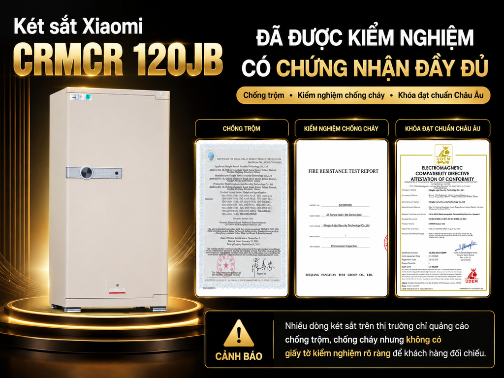 Két Sắt Xiaomi CRMCR 120JBW Xoay Đồng Hồ Cơ, Chống Cháy, Kết Nối APP ĐT