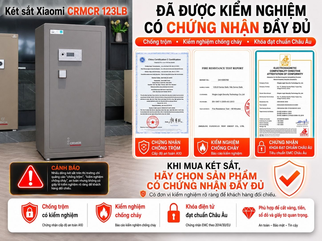 Két Sắt Xiaomi CRMCR 123LB Khóa Vân Tay Điện Tử Xác Minh Danh Tính Người Mở