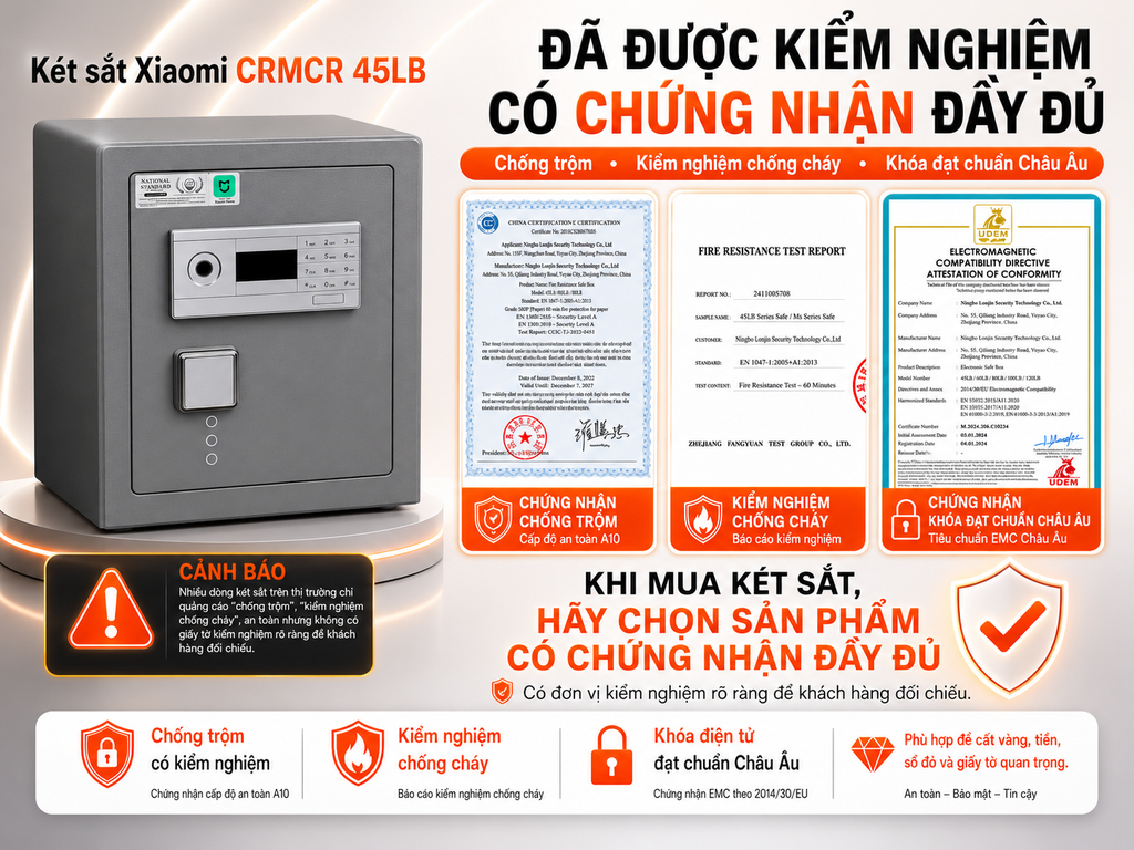 Két Sắt Xiaomi CRMCR 45LB Bảo mật tối tân, màu sơn titanium độc bản