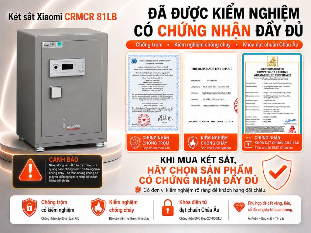 Két Sắt Xiaomi CRMCR 81LB Bảo mật tối tân, màu sơn titanium độc bản