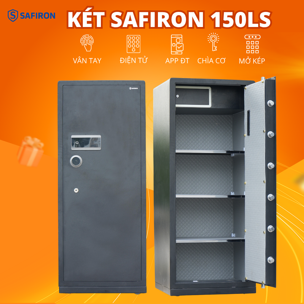 Két Sắt Thông Minh Safiron 150LS Khóa Vân Tay Điện Tử Kết Nối APP Điện Thoại