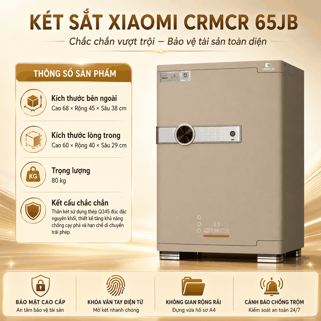 Két Sắt Đồng Hồ Cơ Xiaomi CRMCR 65JBW - Thương hiệu quốc tế