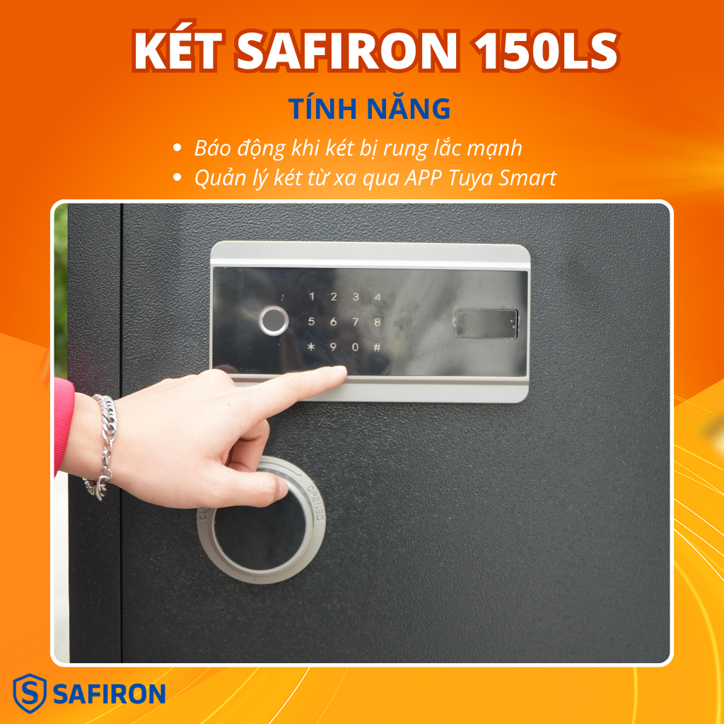 Két Sắt Thông Minh Safiron 150LS Khóa Vân Tay Điện Tử Kết Nối APP Điện Thoại