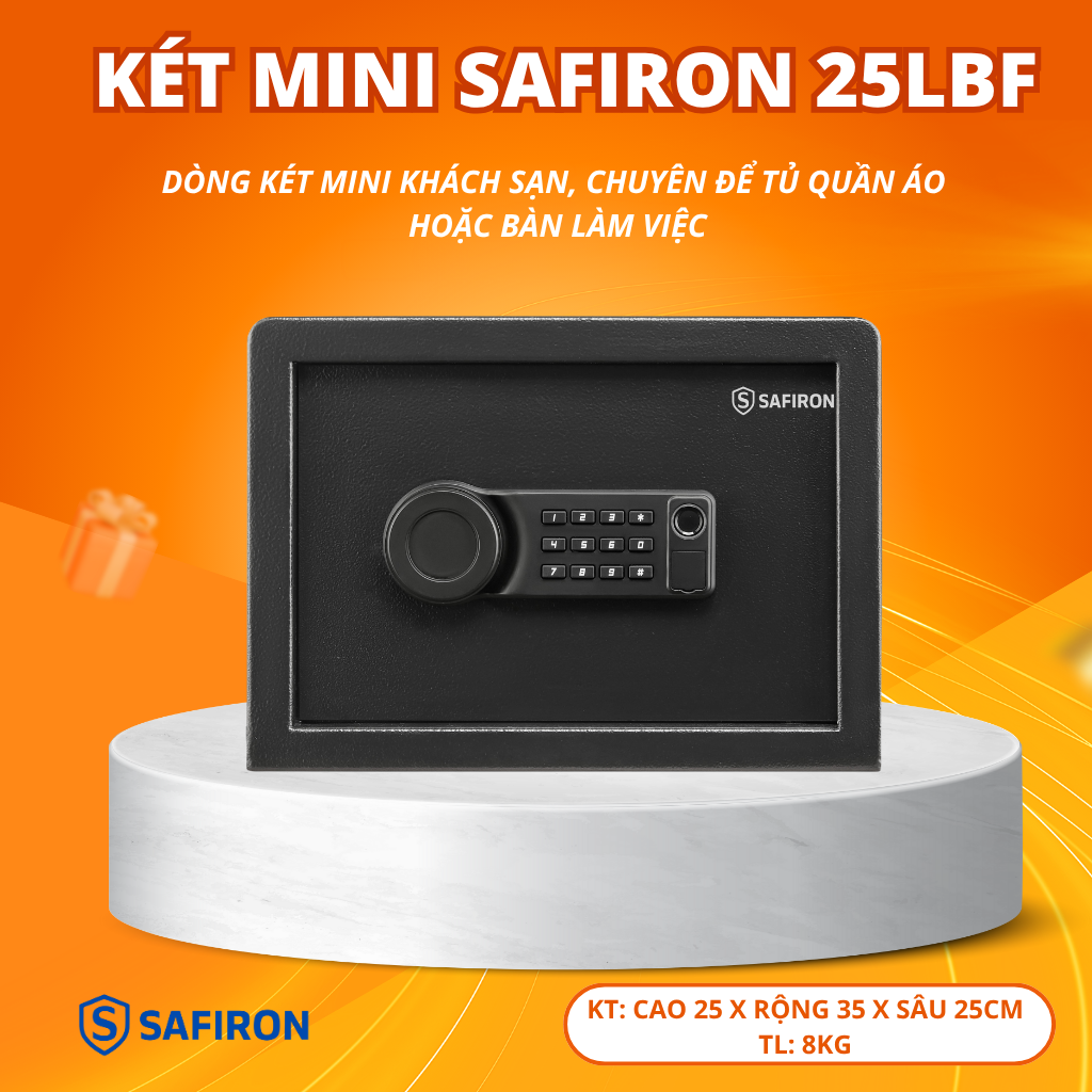 Két Sắt Mini Thông Minh Safiron 25LBF Vân Tay Điện Tử Kết Nối Điện Thoại