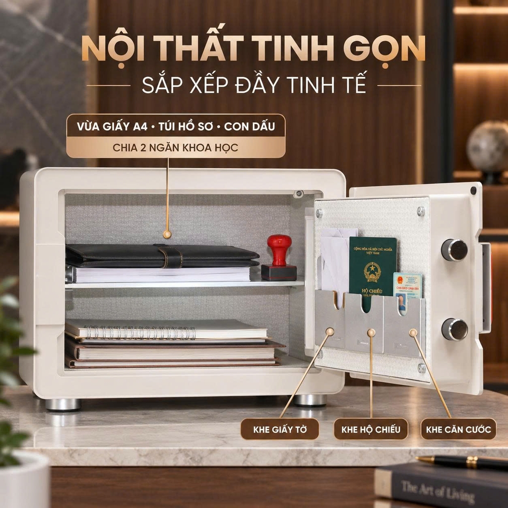 Két sắt mini Xiaomi CRMCR 30MS - Thương hiệu quốc tế, Khóa vân tay điện tử đạnh danh, 8 chế độ cảnh báo thông minh qua điện thoại