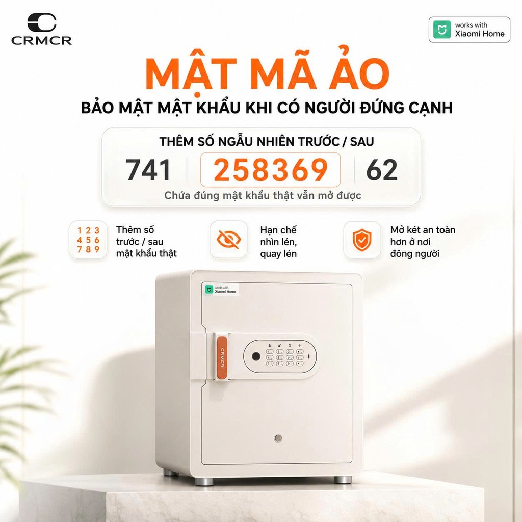 Két sắt thông minh thép đúc đặc Xiaomi CRMCR 45MS - Khóa vân tay điện tử định danh người mở