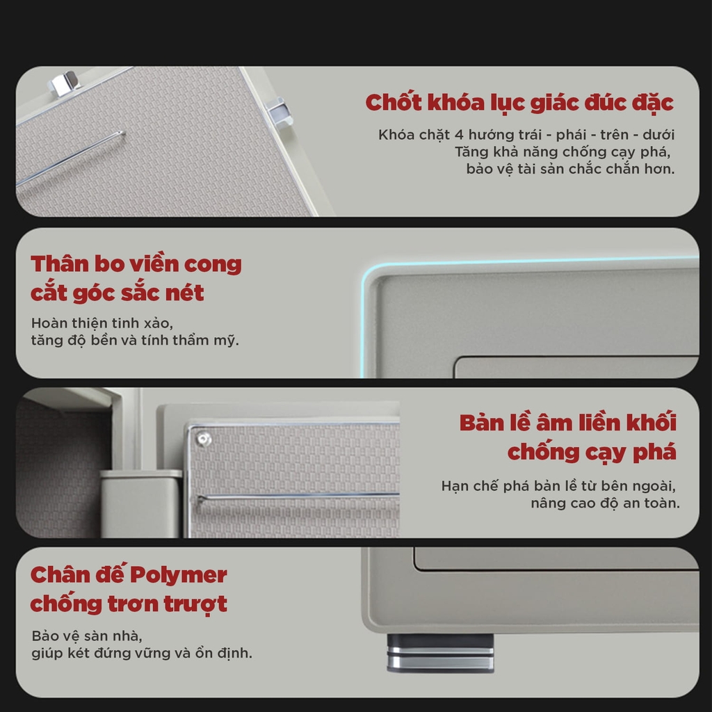 Két Sắt Nhập Khẩu CRMCR 100MB Vân Tay Sinh Trắc Học Bán Dẫn, Cảnh Báo Điện Thoại