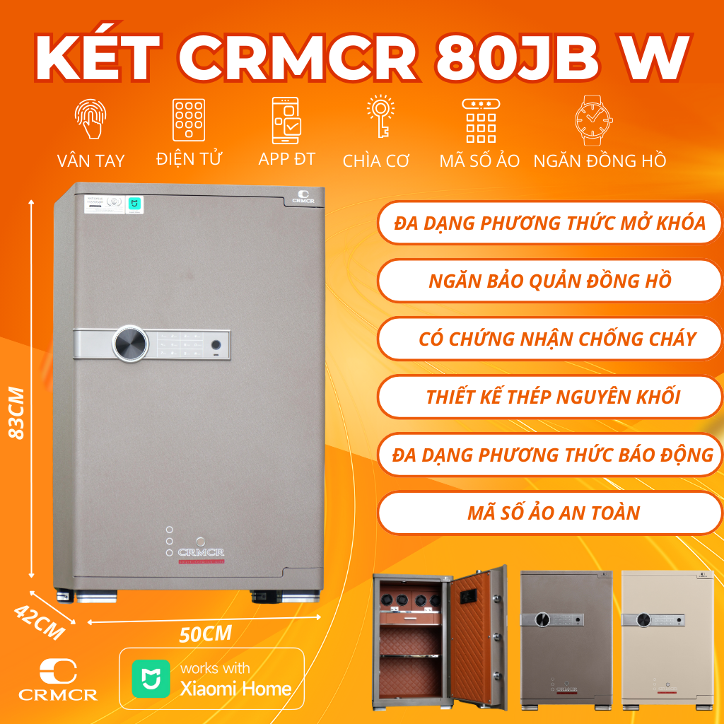 Két Sắt Xiaomi CRMCR 80JBW, Ngăn bảo quản đồng hồ cơ, Kết Nối APP Xiaomi Home