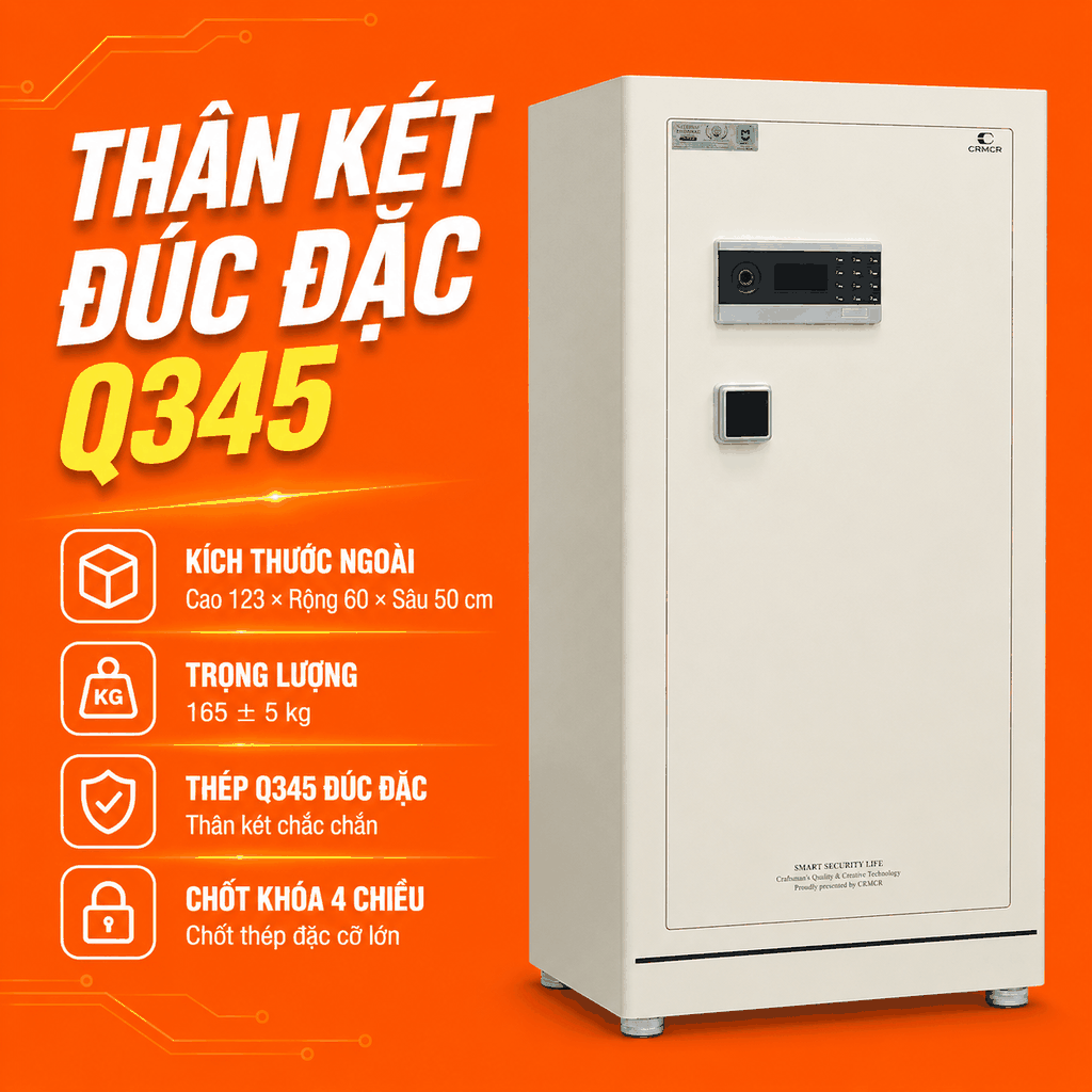 Két Sắt Xiaomi CRMCR 120LE Khóa Vân Tay Điện Tử Định Danh Người Mở, Thép Q345 Đúc Đặc 6 Mặt, 8 Chế Độ Cảnh Báo Về Điện Thoại