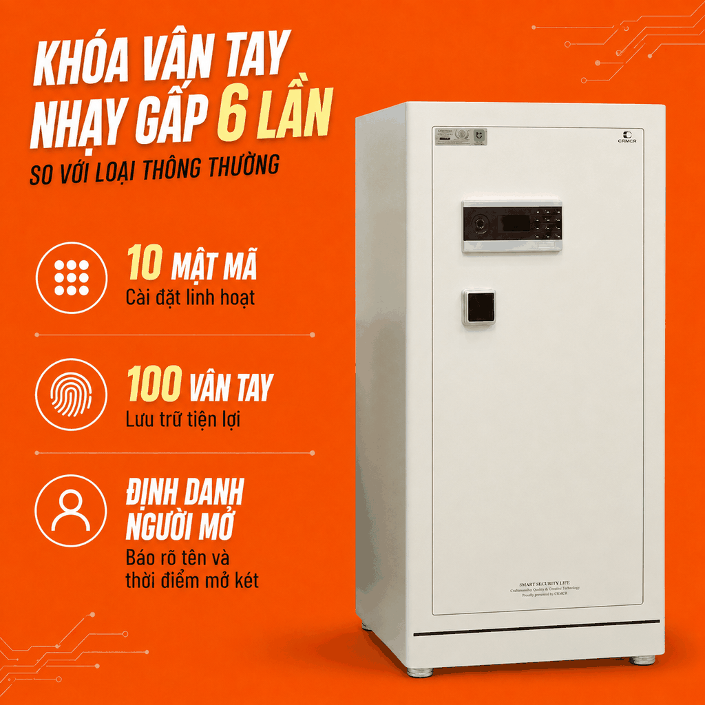 Két Sắt Xiaomi CRMCR 120LE Khóa Vân Tay Điện Tử Định Danh Người Mở, Thép Q345 Đúc Đặc 6 Mặt, 8 Chế Độ Cảnh Báo Về Điện Thoại