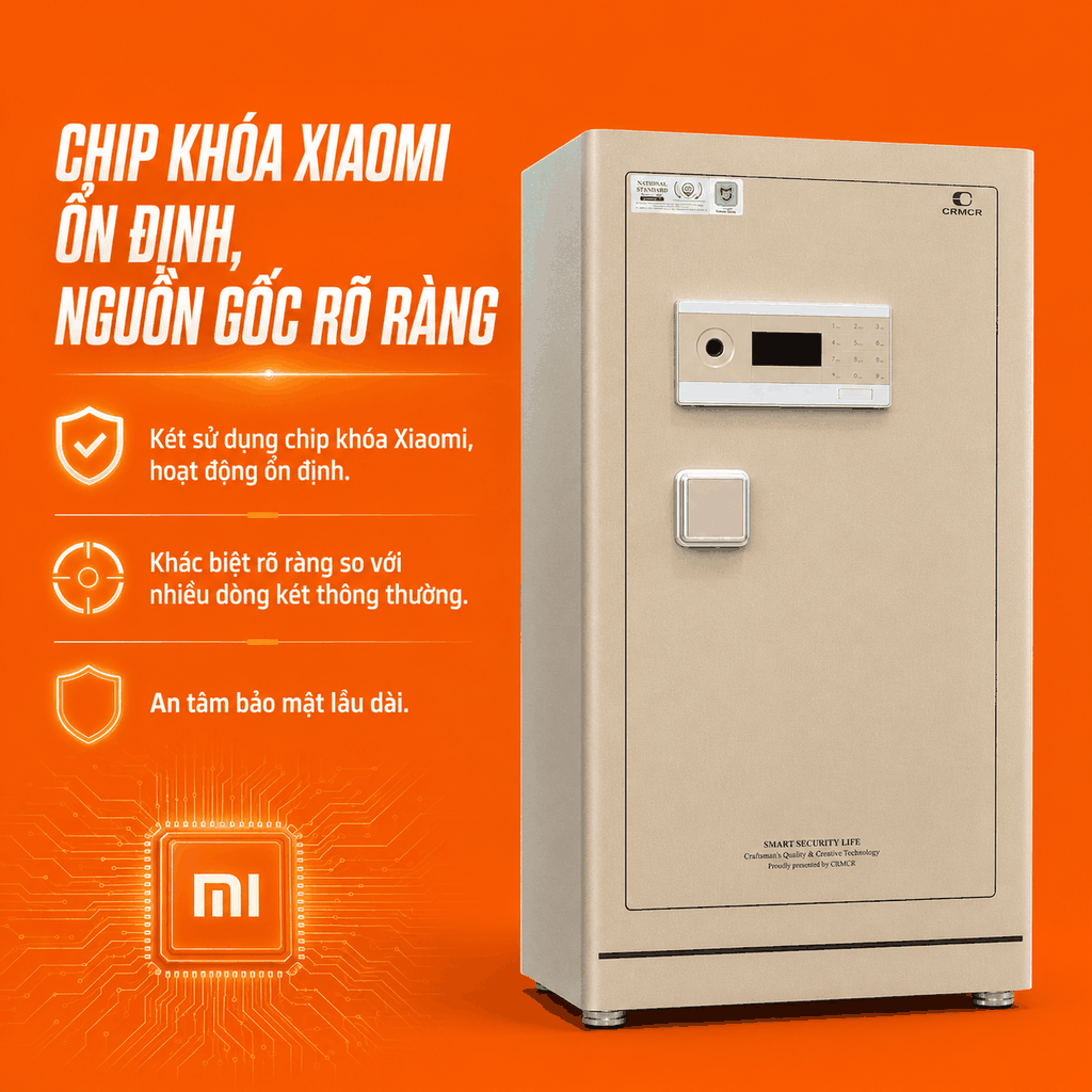 Két Sắt Xiaomi CRMCR 120LE Khóa Vân Tay Điện Tử Định Danh Người Mở, Thép Q345 Đúc Đặc 6 Mặt, 8 Chế Độ Cảnh Báo Về Điện Thoại