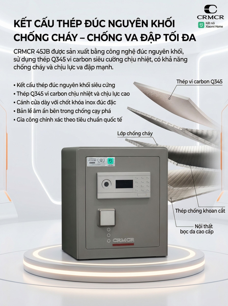 Két Sắt Xiaomi CRMCR 45LB Bảo mật tối tân, màu sơn titanium độc bản