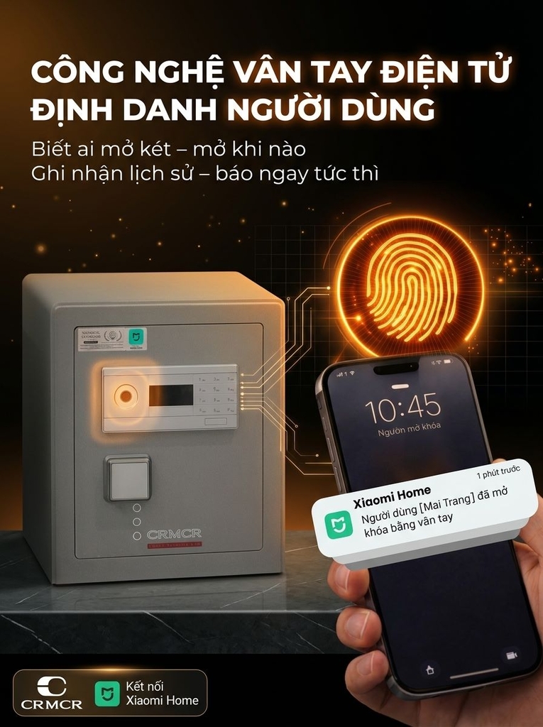 Két Sắt Xiaomi CRMCR 45LB Bảo mật tối tân, màu sơn titanium độc bản