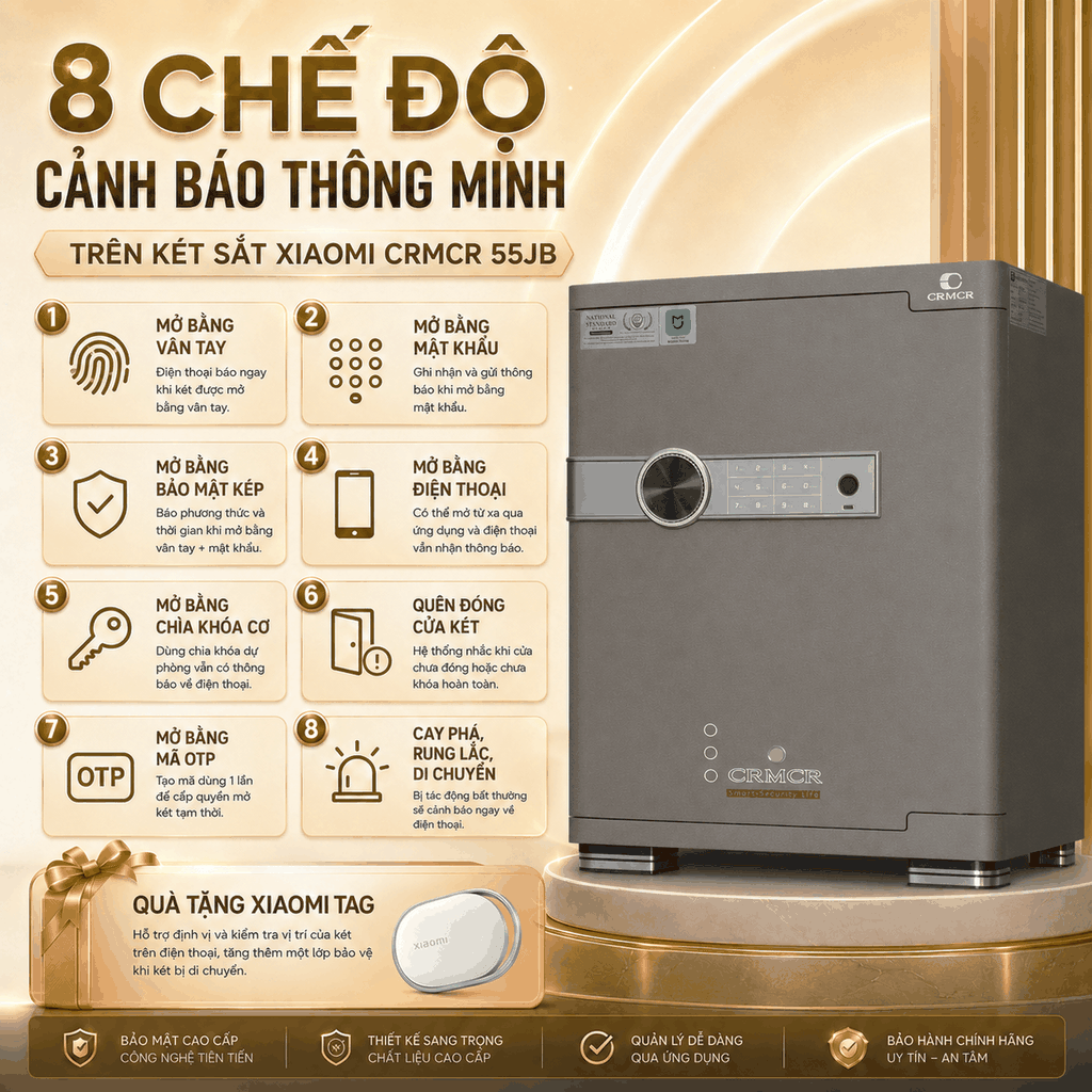 Két Sắt Xiaomi CRMCR 55JB Chống Cháy, Cảnh Báo Điện Thoại