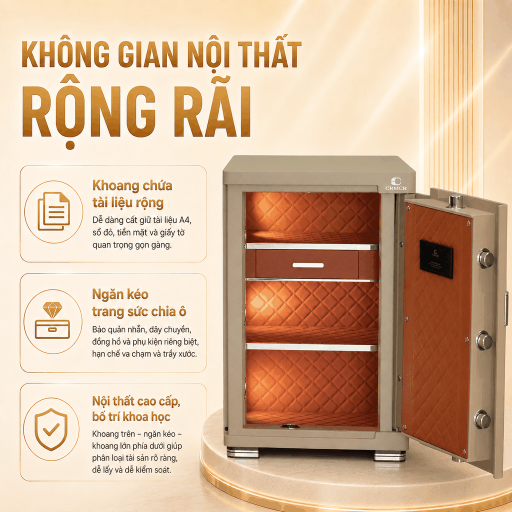 Két Sắt Xiaomi CRMCR 65JB Thép đặc nguyên khối –  Khóa vân tay điện tử định danh người dùng cảnh trộm báo điện thoại
