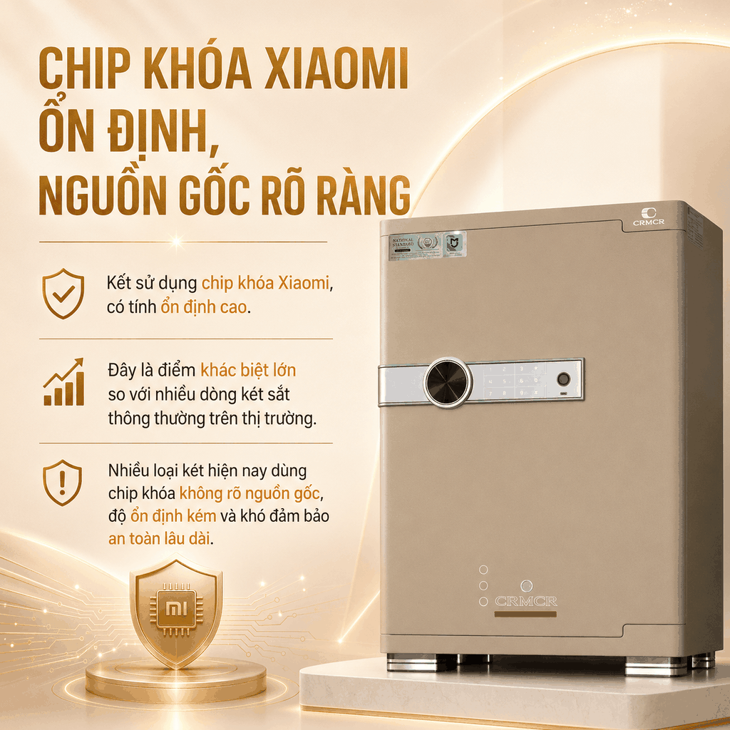 Két Sắt Xiaomi CRMCR 65JB Thép đặc nguyên khối –  Khóa vân tay điện tử định danh người dùng cảnh trộm báo điện thoại