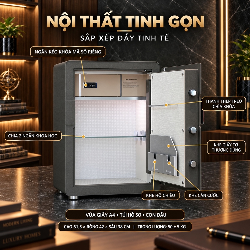 Két Sắt Xiaomi CRMCR Thông Minh 60MS Khóa vân tay tự động