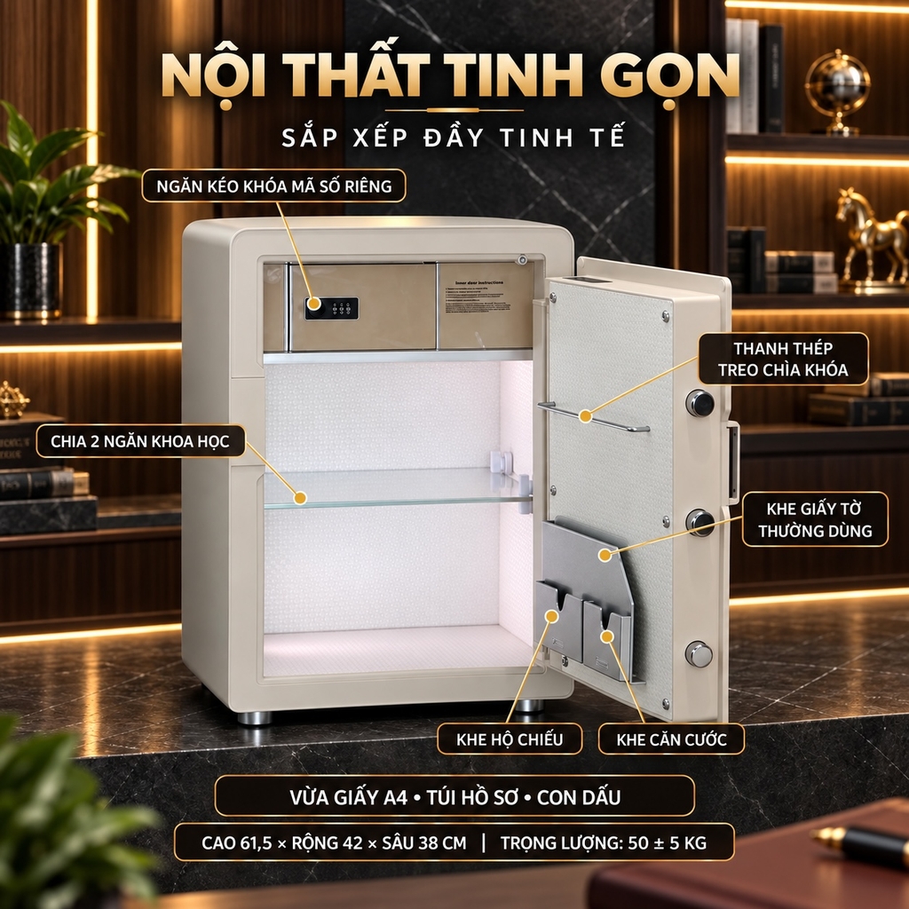 Két Sắt Xiaomi CRMCR Thông Minh 60MS Khóa vân tay tự động