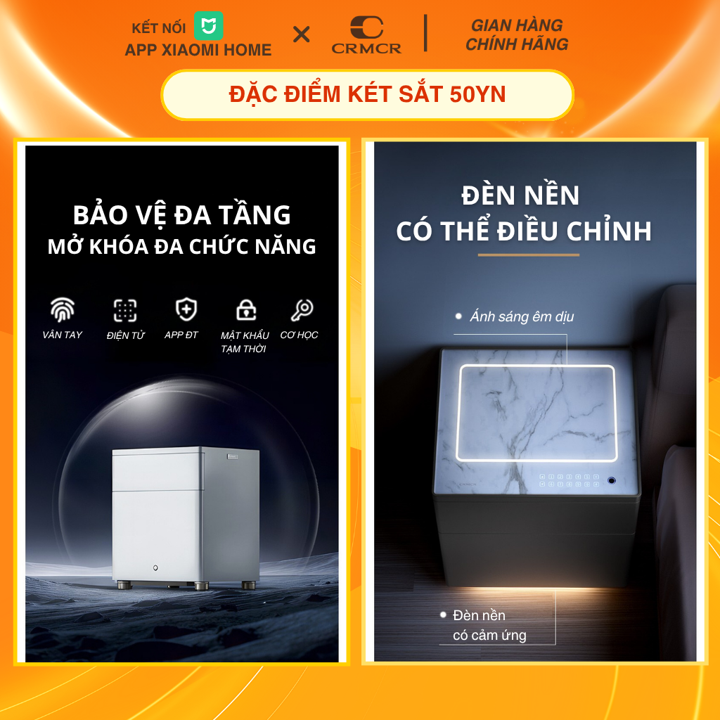 Két Sắt Tủ Đầu Giường Xiaomi CRMCR 50YN Kết Nối APP Điện Thoại Thông Minh