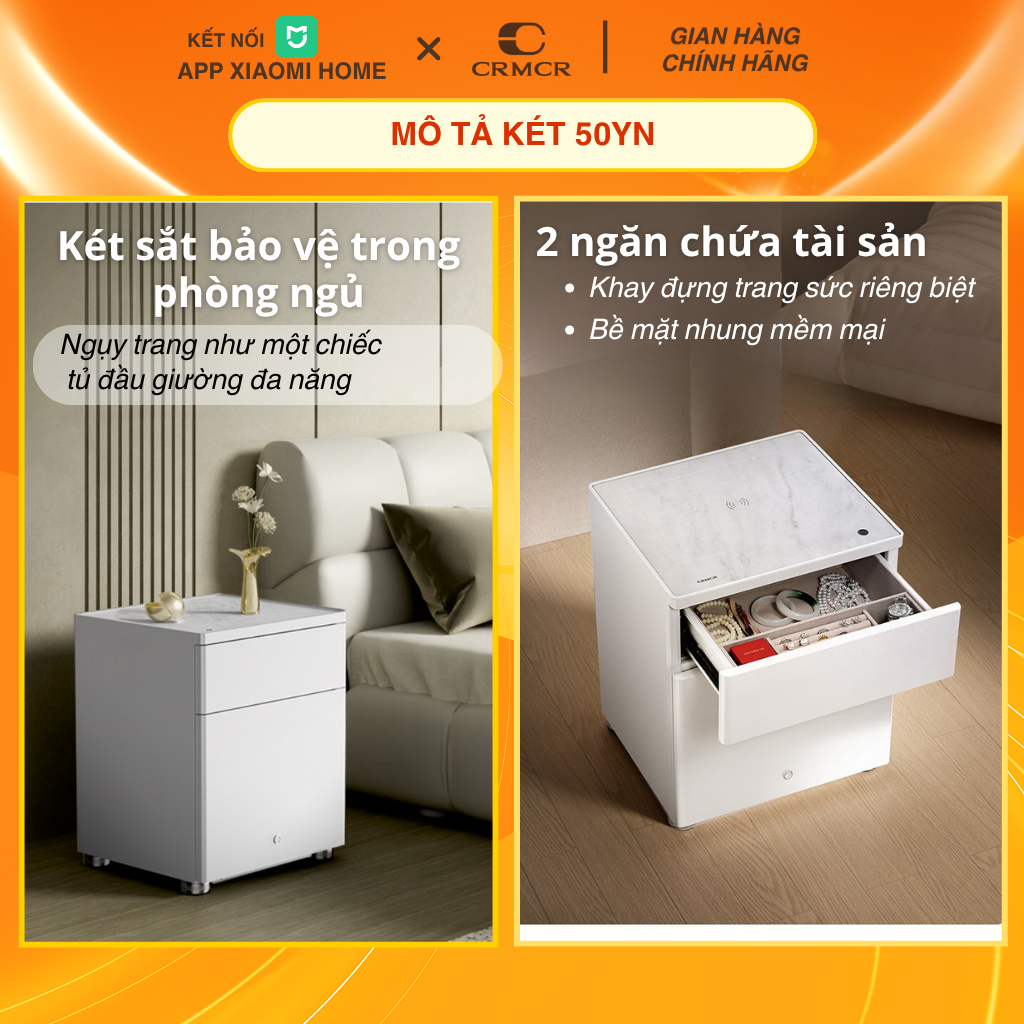 Két Sắt Tủ Đầu Giường Xiaomi CRMCR 50YN Kết Nối APP Điện Thoại Thông Minh