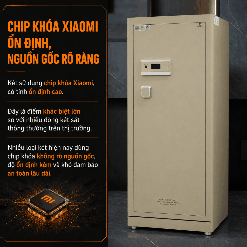 Két Sắt Xiaomi CRMCR 150LE Cỡ Lớn 220kg Báo Động Điện Thoại, Vân Tay Định Danh, Bảo Hành 6 Năm