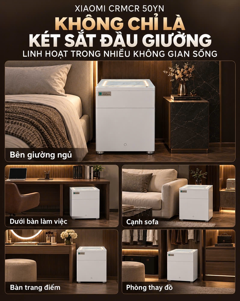 Két Sắt Xiaomi CRMCR 50YN - Két sắt đâu giường kèm sạc không dây