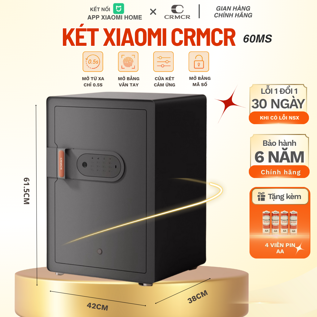 Két Sắt Xiaomi CRMCR Thông Minh 60MS Mở Cửa Tự Động Kết Nối APP Điện Thoại