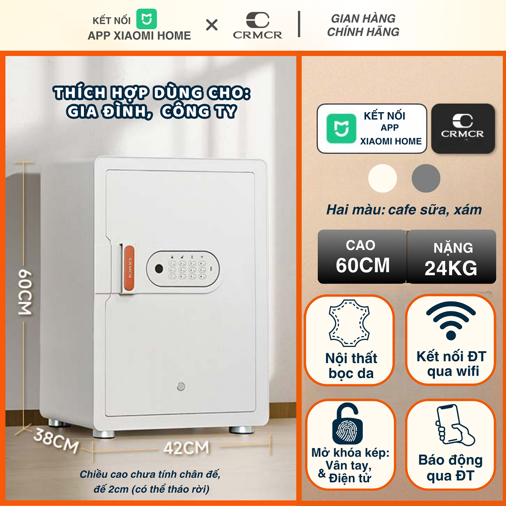 Két Sắt Xiaomi CRMCR Thông Minh 60MS Mở Cửa Tự Động Kết Nối APP Điện Thoại