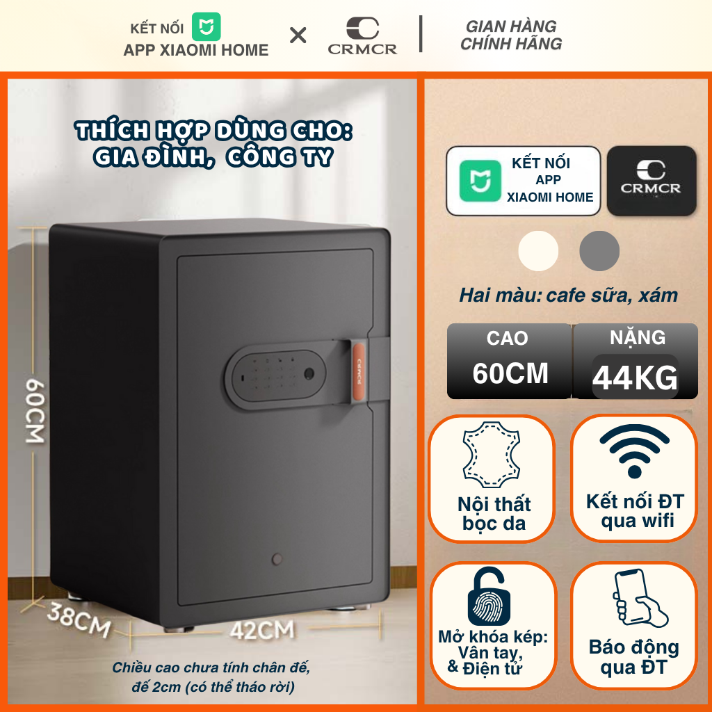 Két Sắt Xiaomi CRMCR Thông Minh 60MS Mở Cửa Tự Động Kết Nối APP Điện Thoại