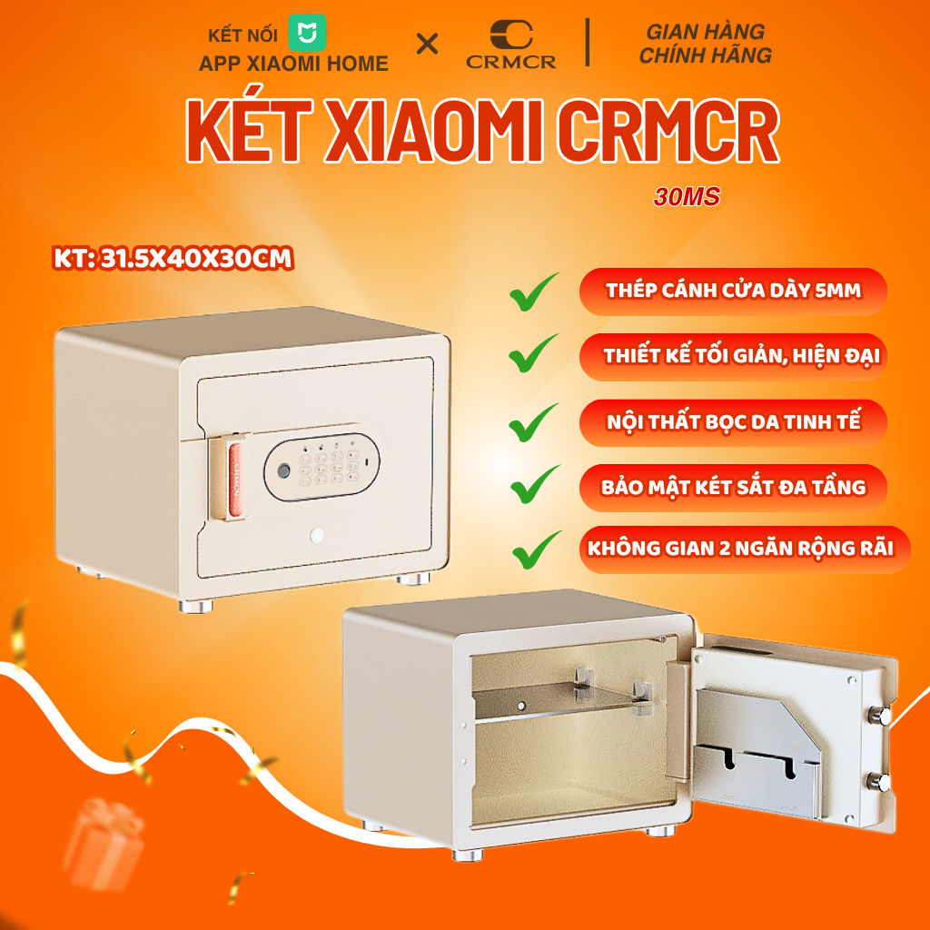 Két Sắt Xiaomi CRMCR Mini Thông Minh 30MS Kết Nối App Điện Thoại