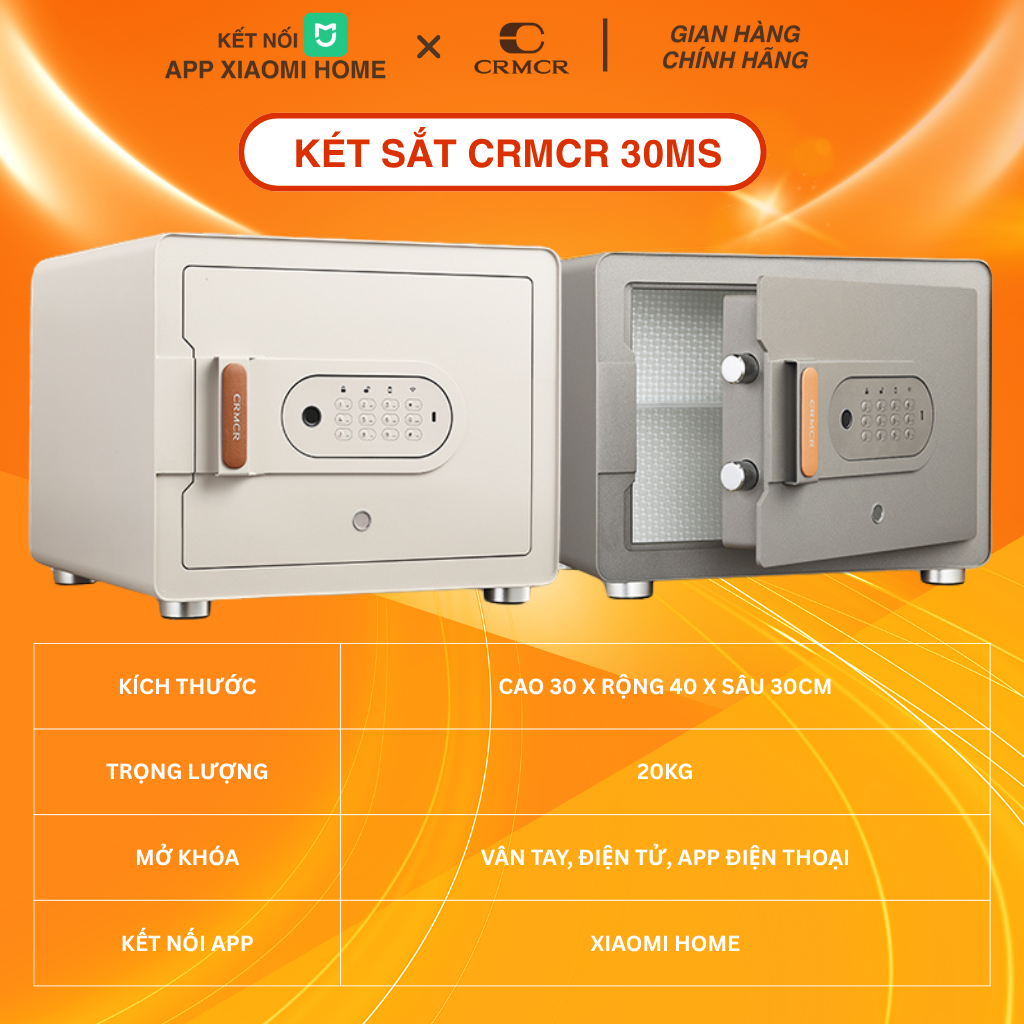 Két Sắt Xiaomi CRMCR Mini Thông Minh 30MS Đẹp, Cao Cấp