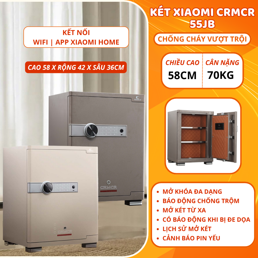 Két Sắt Xiaomi CRMCR 55JB Chống Cháy, Kết Nối App Xiaomi Home