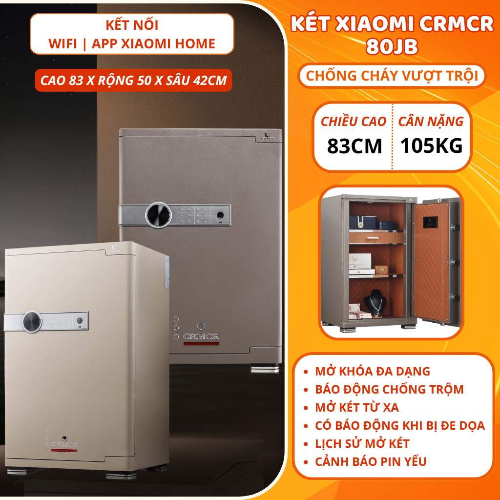 Két Sắt Xiaomi CRMCR 80JB Kết Nối APP Xiaomi Home