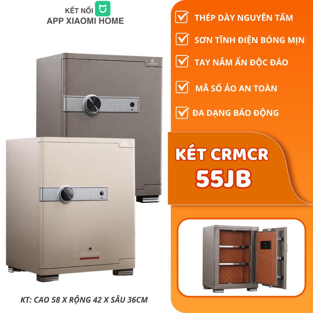 Két Sắt Xiaomi CRMCR 55JB Chống Cháy, Cảnh Báo Điện Thoại