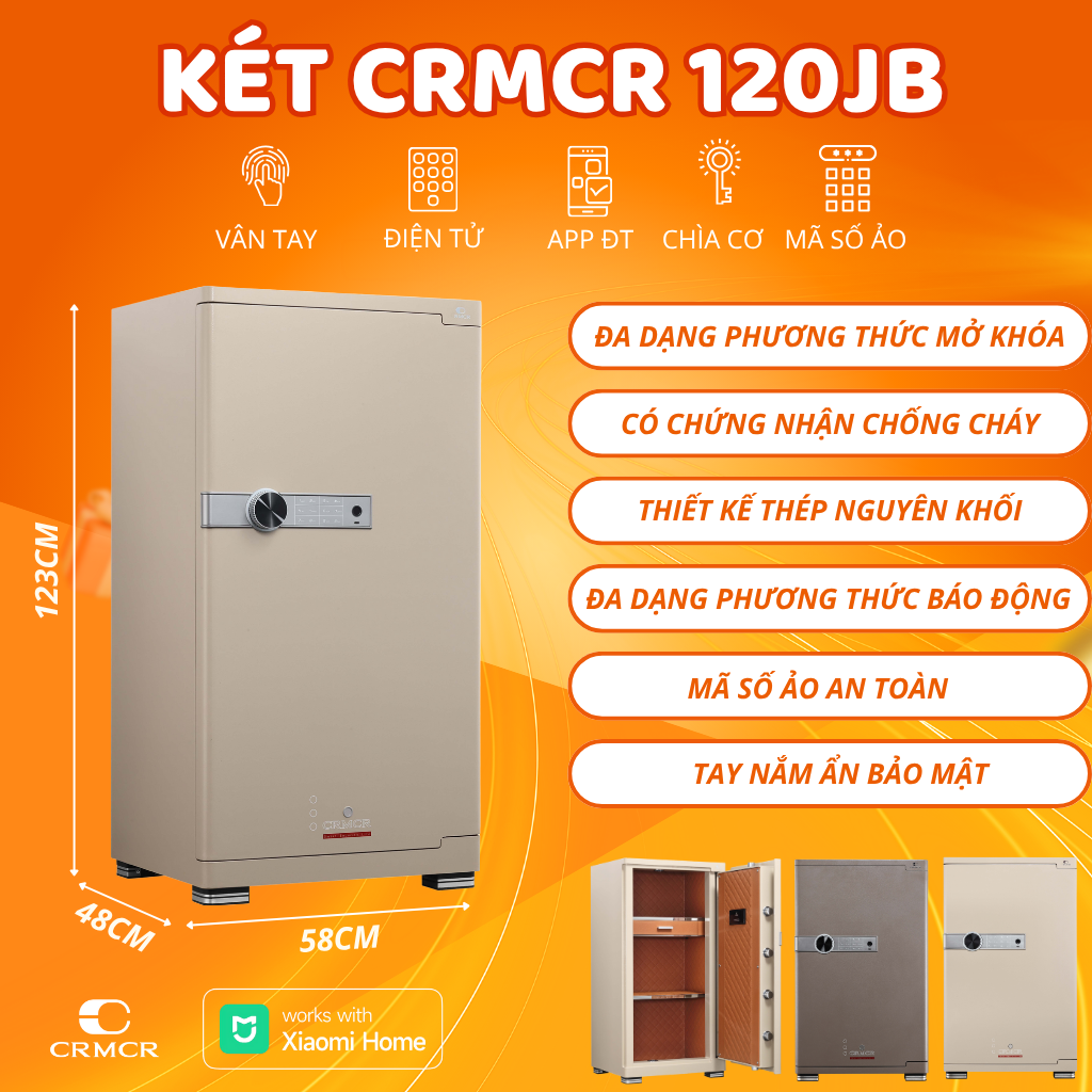 Két sắt Xiaomi CRMCR 120JB Chống Cháy Thép Đặc Nguyên Khối, Mở Bằng Điện Thoại