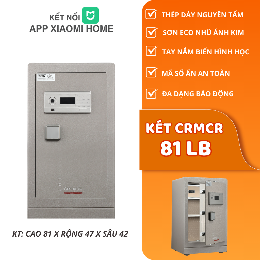 Két Sắt Xiaomi CRMCR 81LB Bảo mật tối tân, màu sơn titanium độc bản