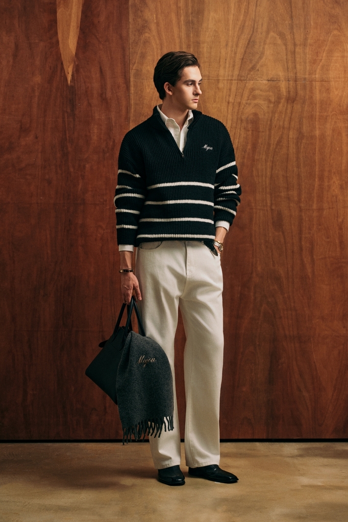 Joseph Zip Striped Sweater Top