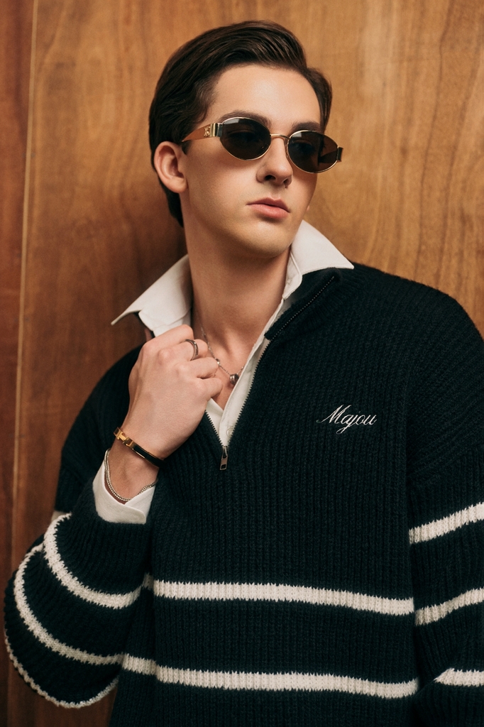 Joseph Zip Striped Sweater Top