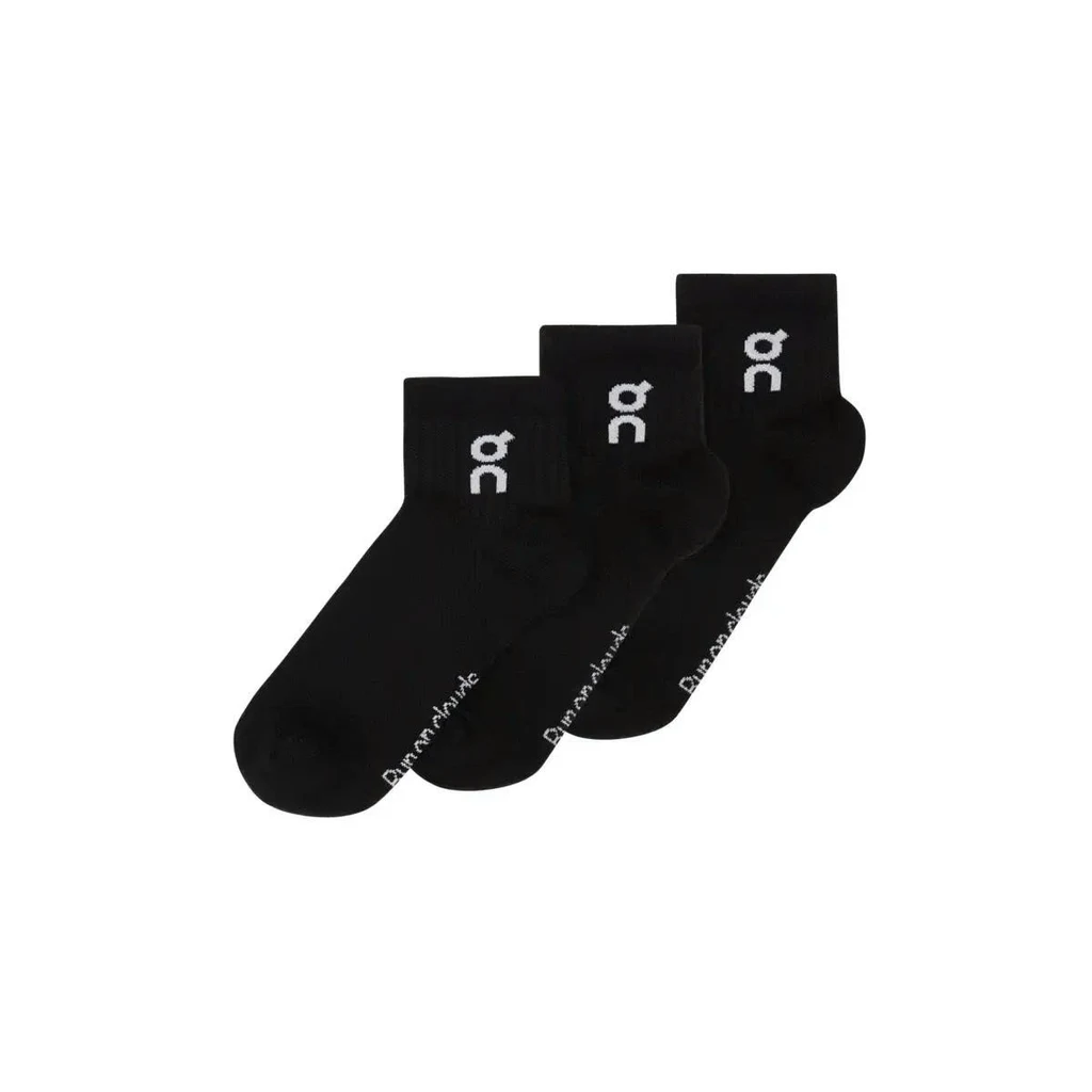 Vớ Thể Thao Unisex On Running Logo Sock Mid 3P ( 3 đôi ) - Đen