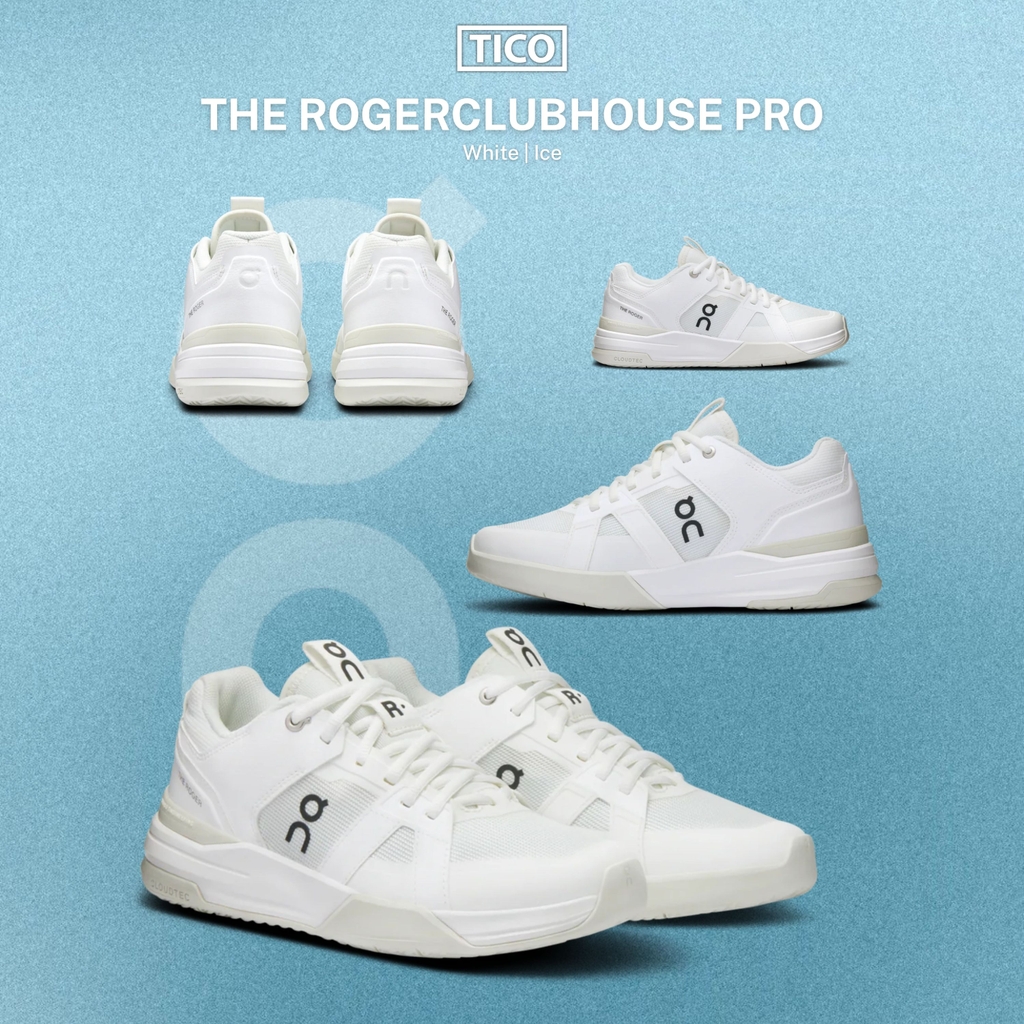 Giày Quần Vợt Nữ On Running THE ROGER Clubhouse Pro White | Ice