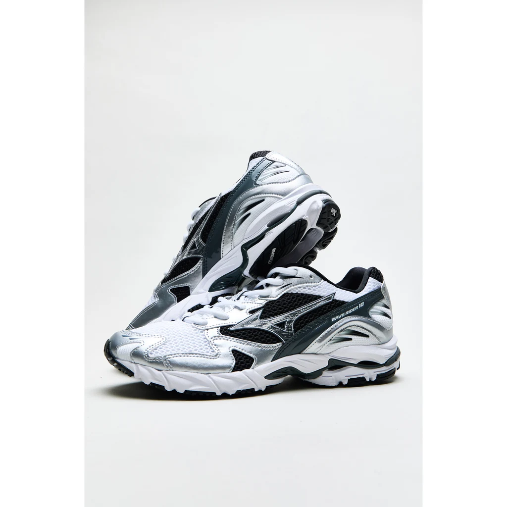 Giày Sneaker Unisex Mizuno Wave Rider 10 Sport White/Silver/Black