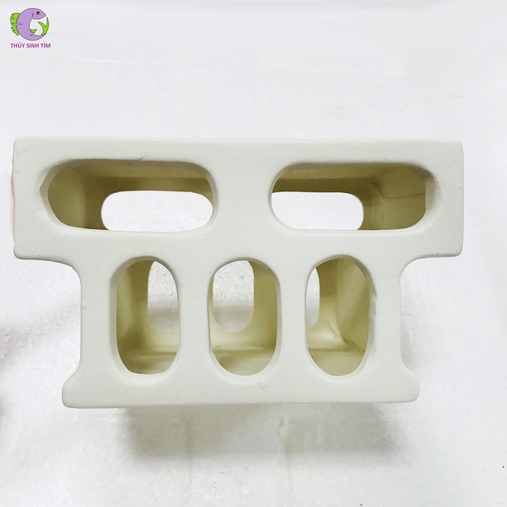 Hang gốm Pleco trắng 5 lỗ (15x10x9 cm) - 1