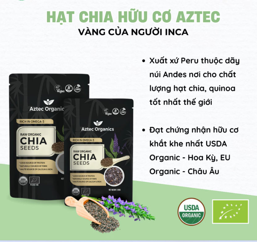 Hạt chia hữu cơ 200g Aztec Organics